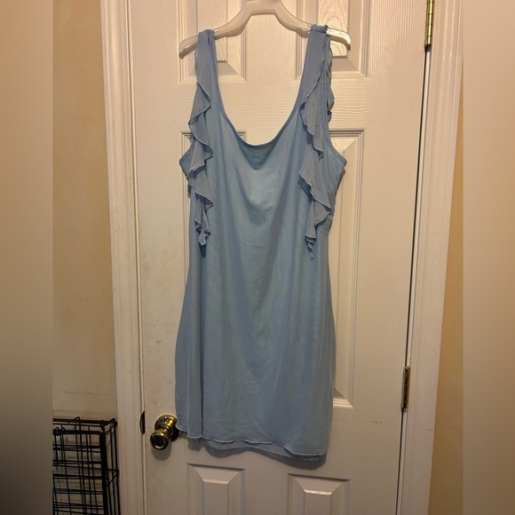 Ekaliy Women👱🏽‍♀️Blue Bodycon Sleeveless Mesh Sexy Club Mini Dress👗Sz 2XL - Picture 3 of 10